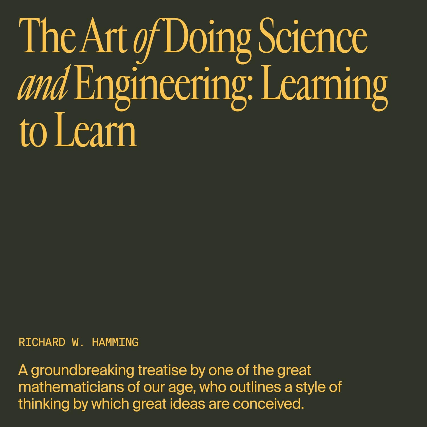 The Art of Doing Science and Engineering description